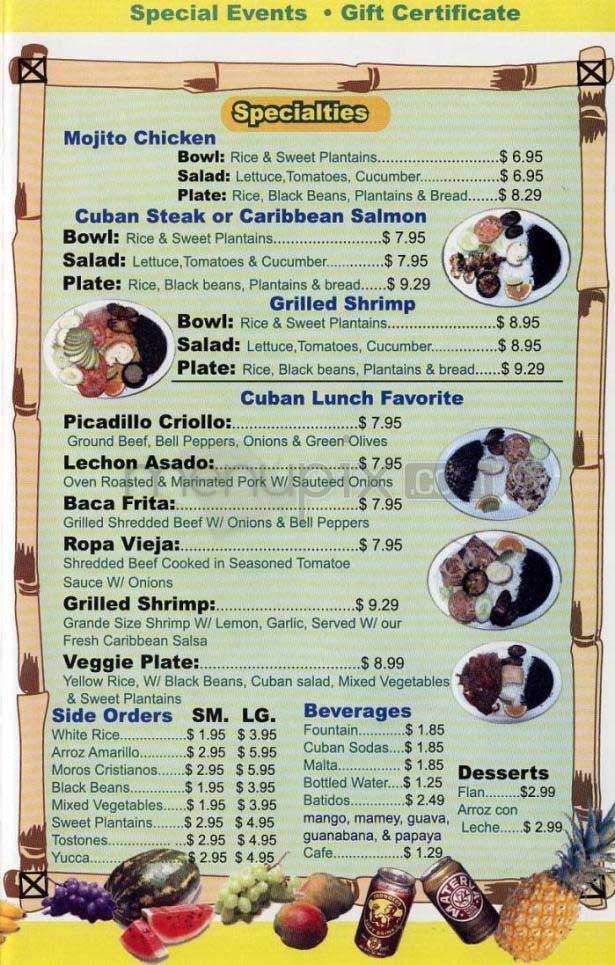 Cuba - Los Angeles, CA menu_pic