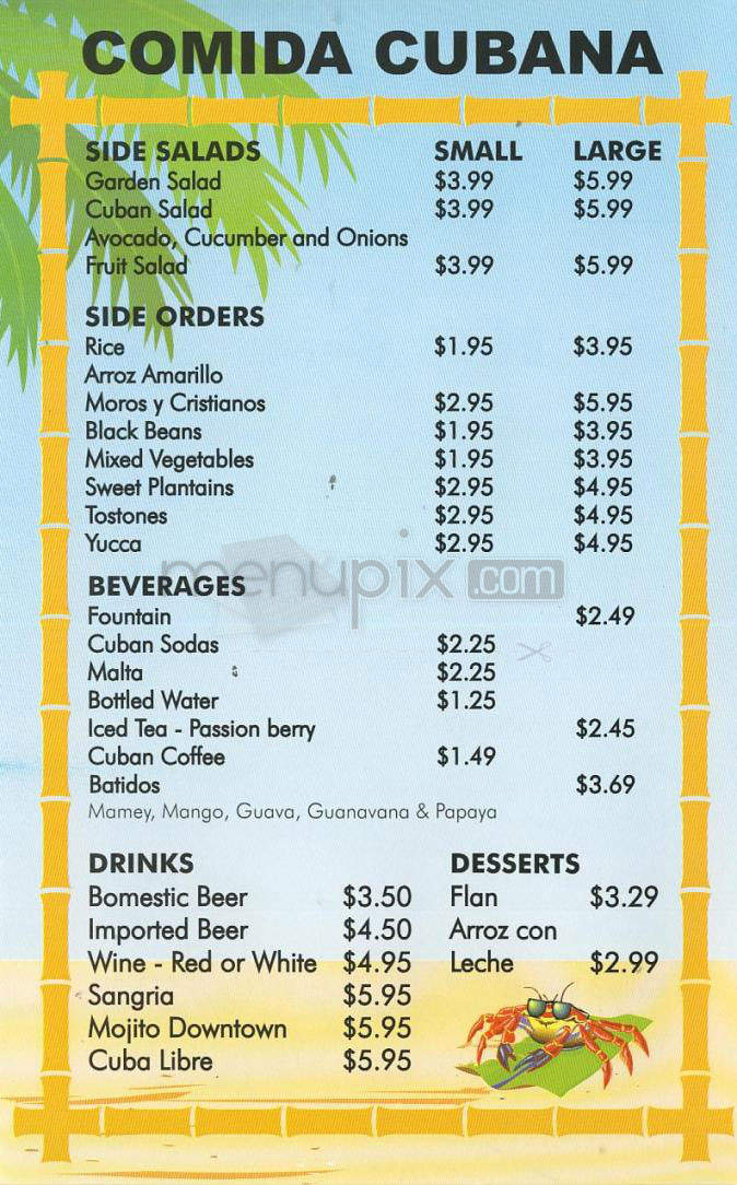 Cuba Central - Los Angeles, CA menu_pic