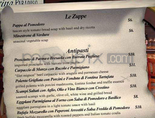 Cucina Paradiso - Los Angeles, CA menu_pic