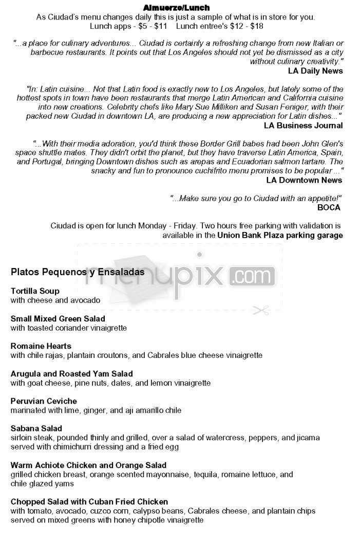 Ciudad - Los Angeles, CA menu_pic