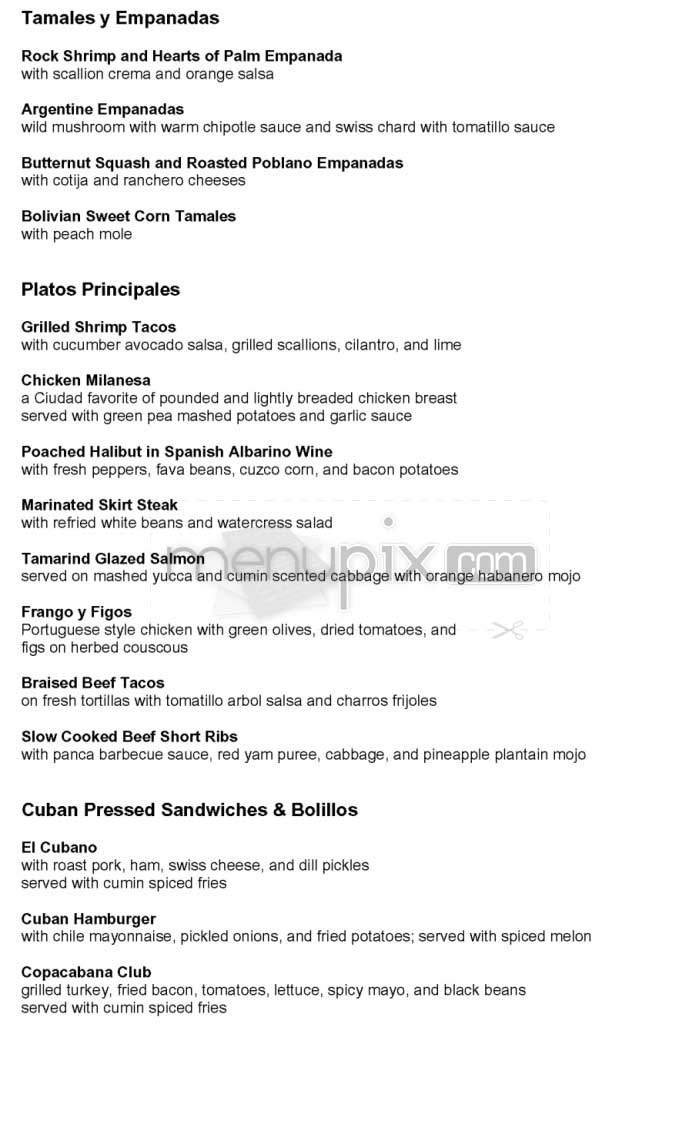 Ciudad - Los Angeles, CA menu_pic