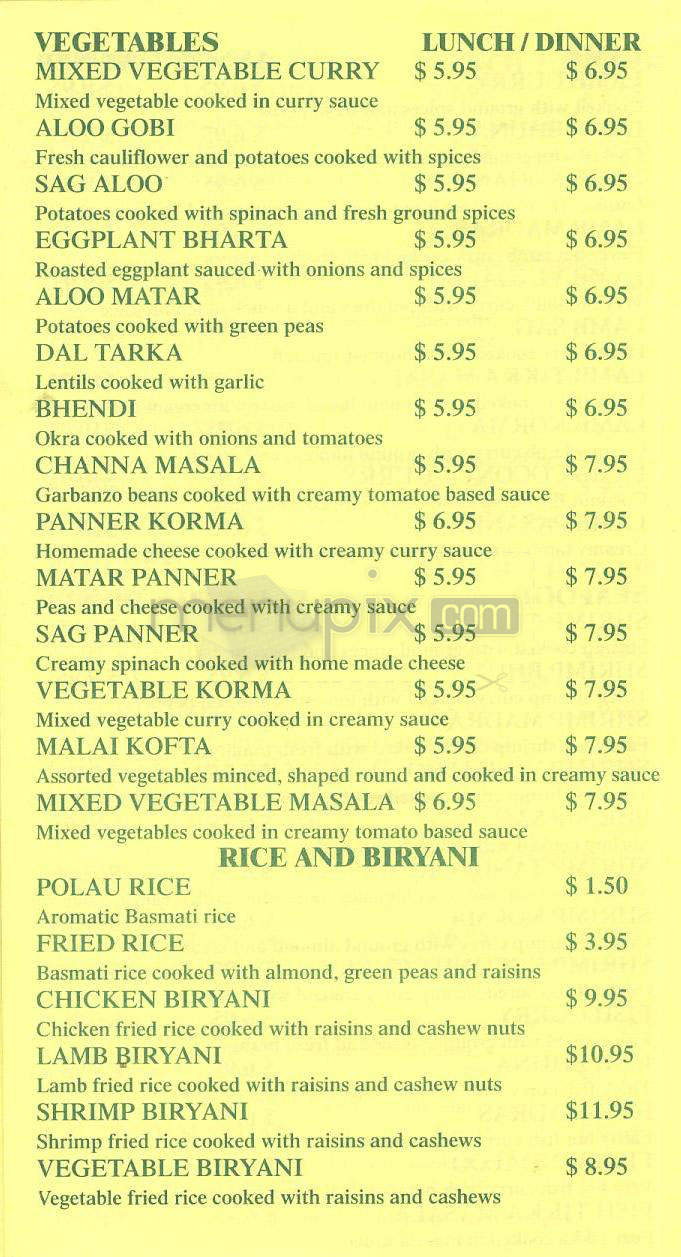 Curry House - Toluca Lake, CA menu_pic