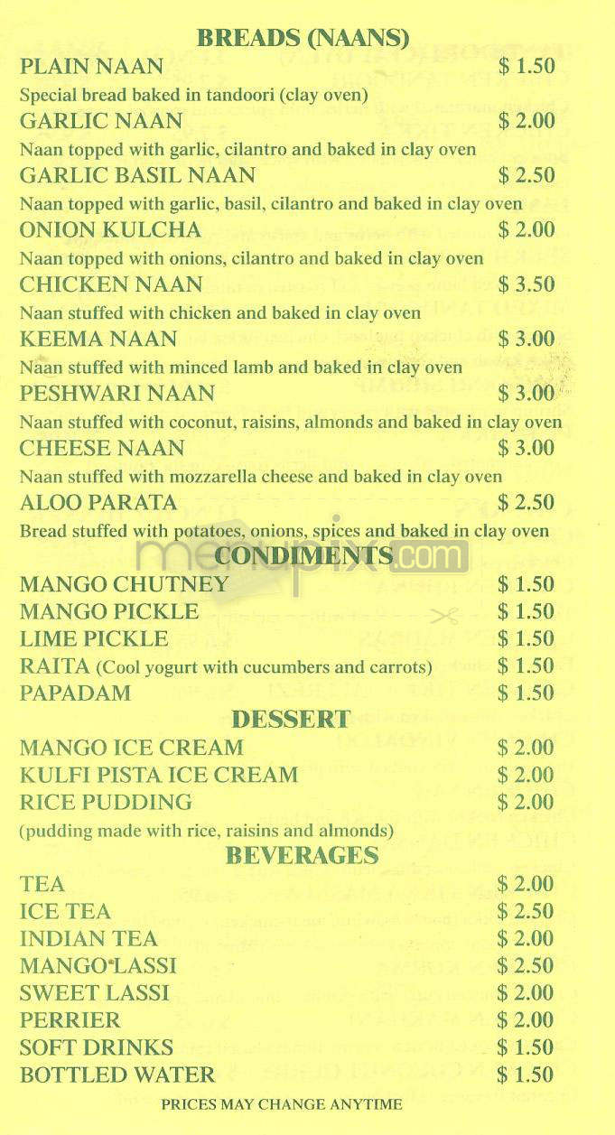 Curry House - Toluca Lake, CA menu_pic