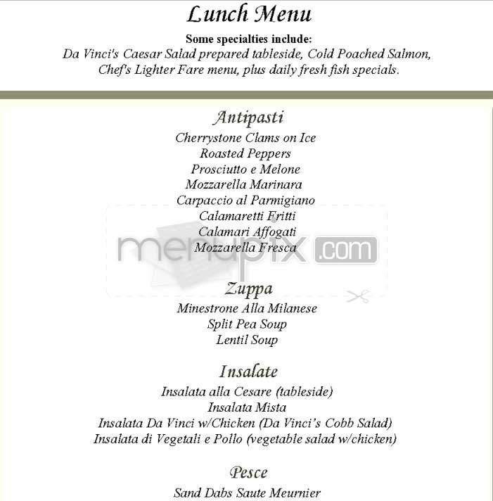 Da Vinci Ristorante - Beverly Hills, CA menu_pic