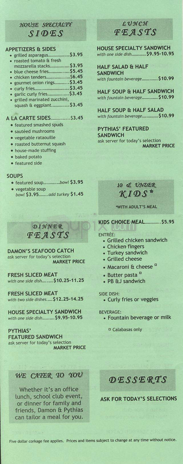Damon & Pythias - Los Angeles, CA menu_pic