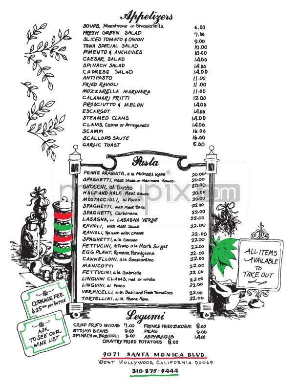 Dan Tana's - West Hollywood, CA menu_pic