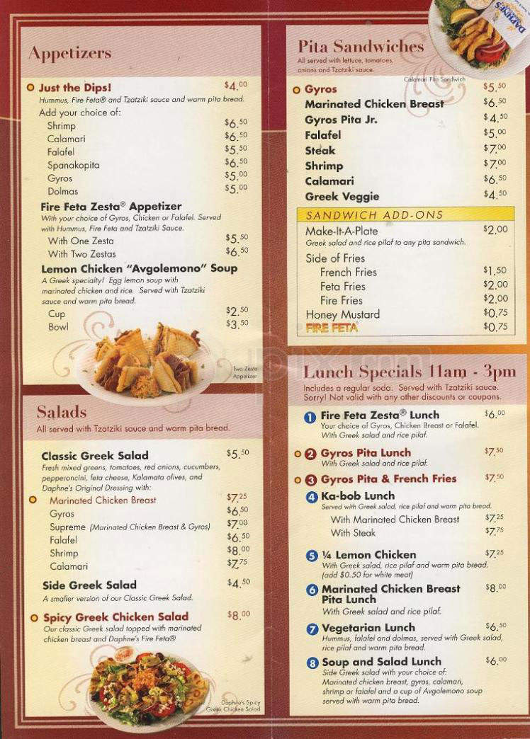 Daphne's Greek Cafe - West Hollywood, CA menu_pic