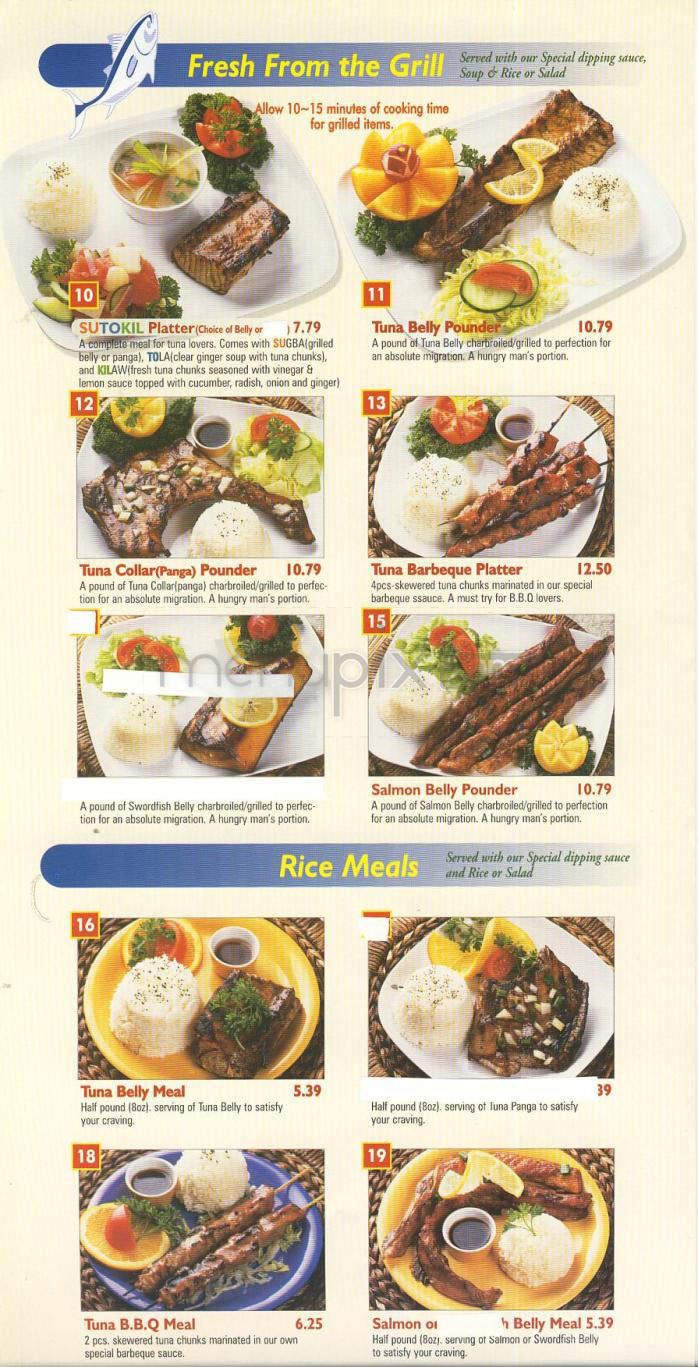 Davao Tuna Grill - Glendale, CA menu_pic