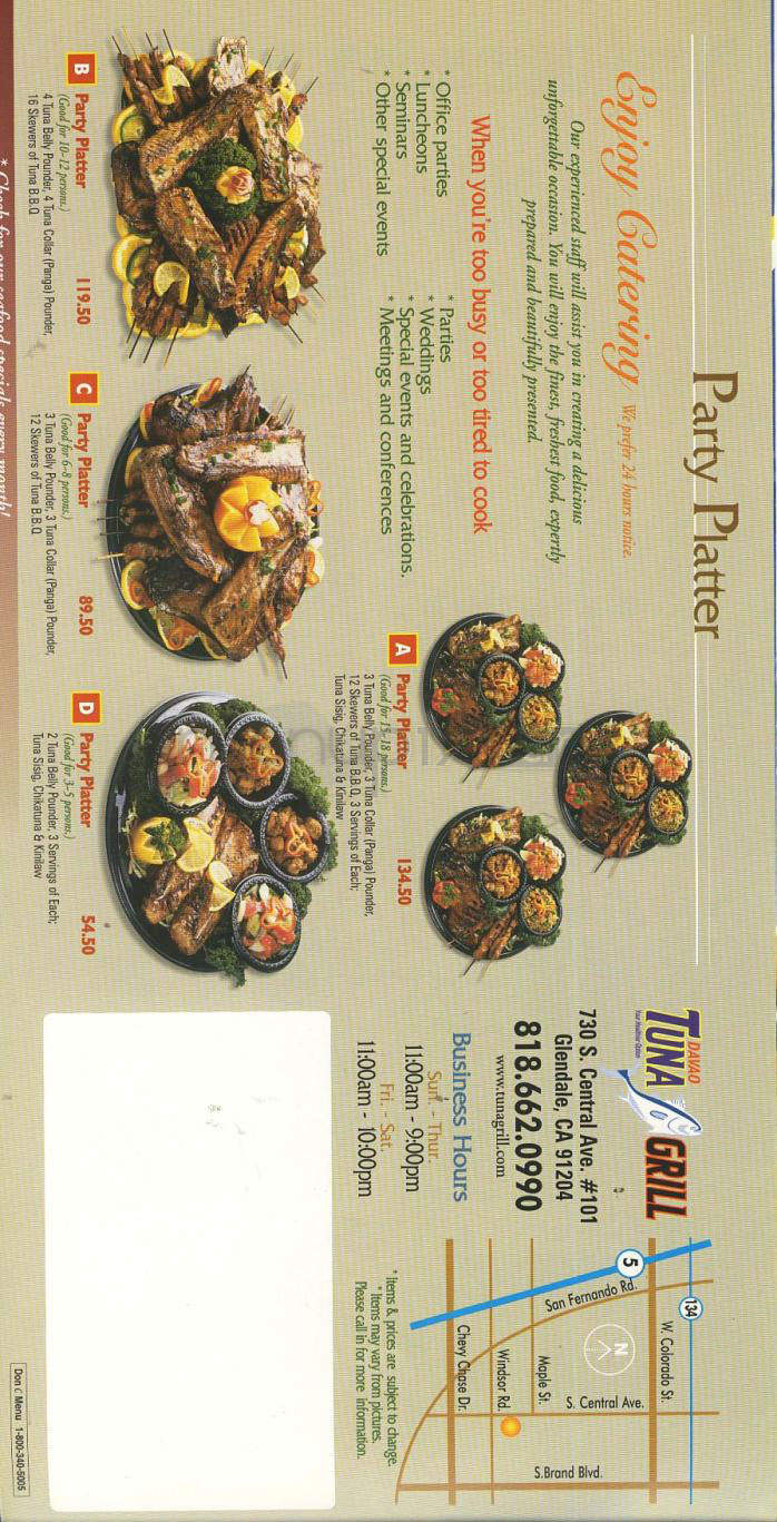 Davao Tuna Grill - Glendale, CA menu_pic