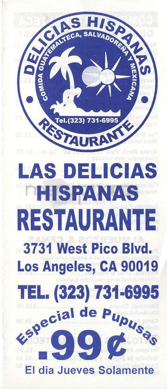 Delicias Hispanas Restaurante - Los Angeles, CA menu_pic