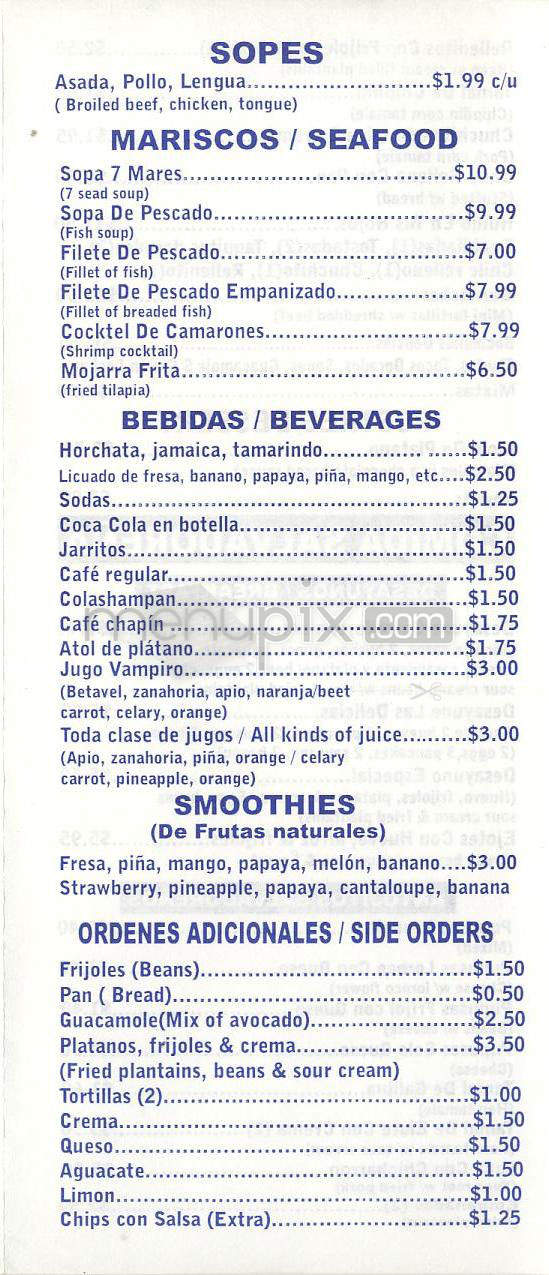 Delicias Hispanas Restaurante - Los Angeles, CA menu_pic