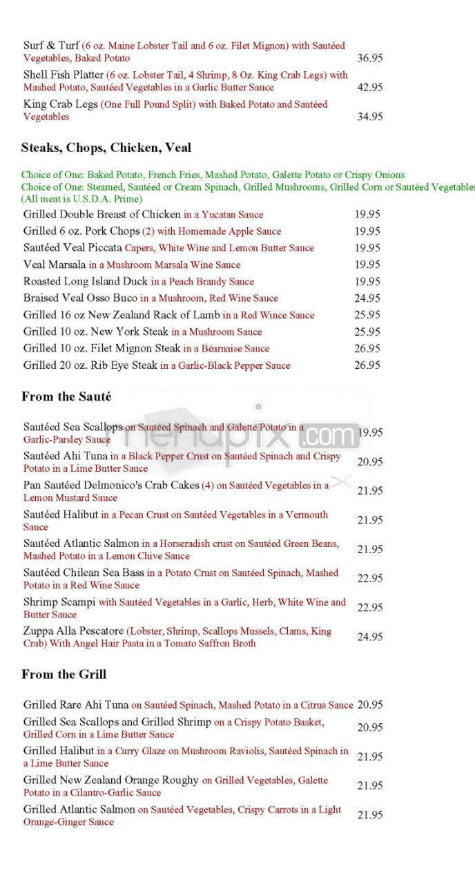 Delmonico's Lobster House - Encino, CA menu_pic