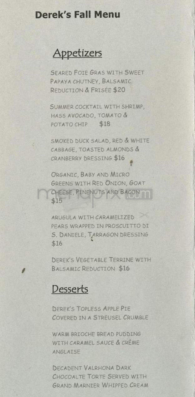 Derek's Bistro - Pasadena, CA menu_pic