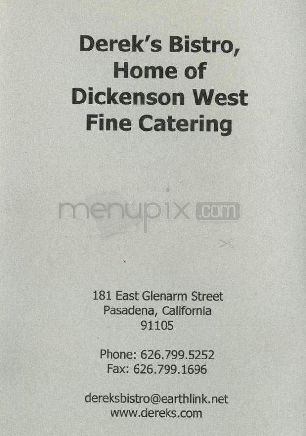 Derek's Bistro - Pasadena, CA menu_pic