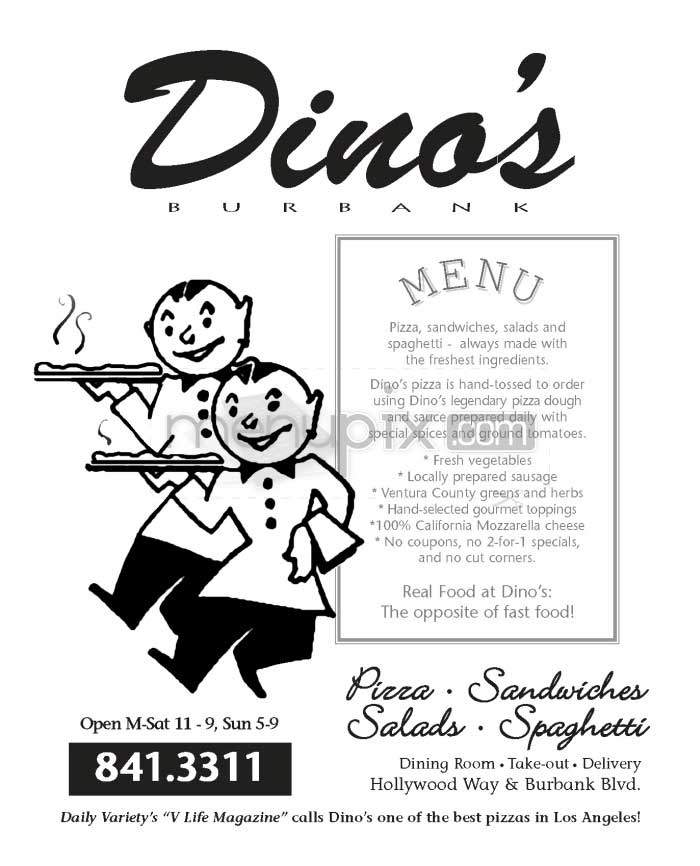 Dino's Pizza - Burbank, CA menu_pic