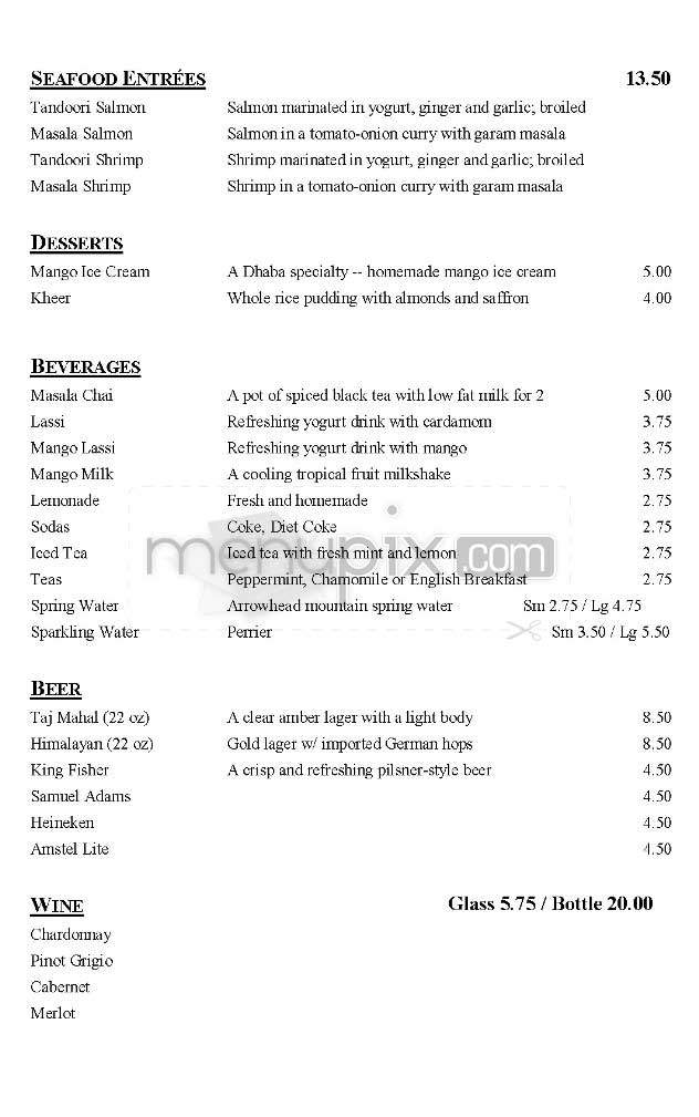 Dhaba - Santa Monica, CA menu_pic