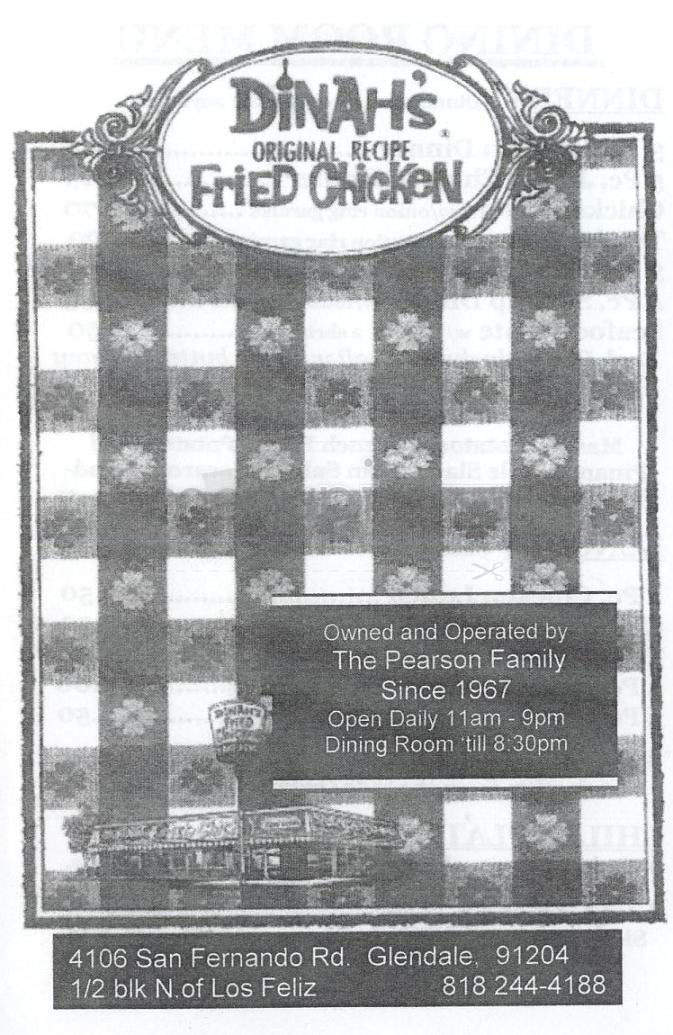 Dinah's Fried Chicken - Glendale, CA menu_pic