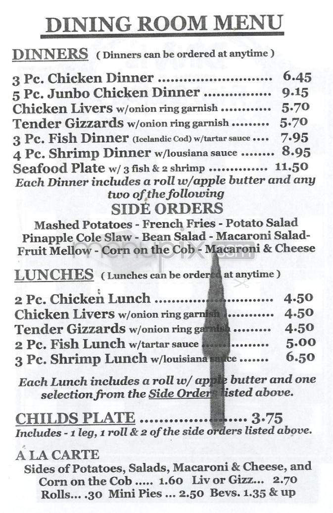 Dinah's Fried Chicken - Glendale, CA menu_pic