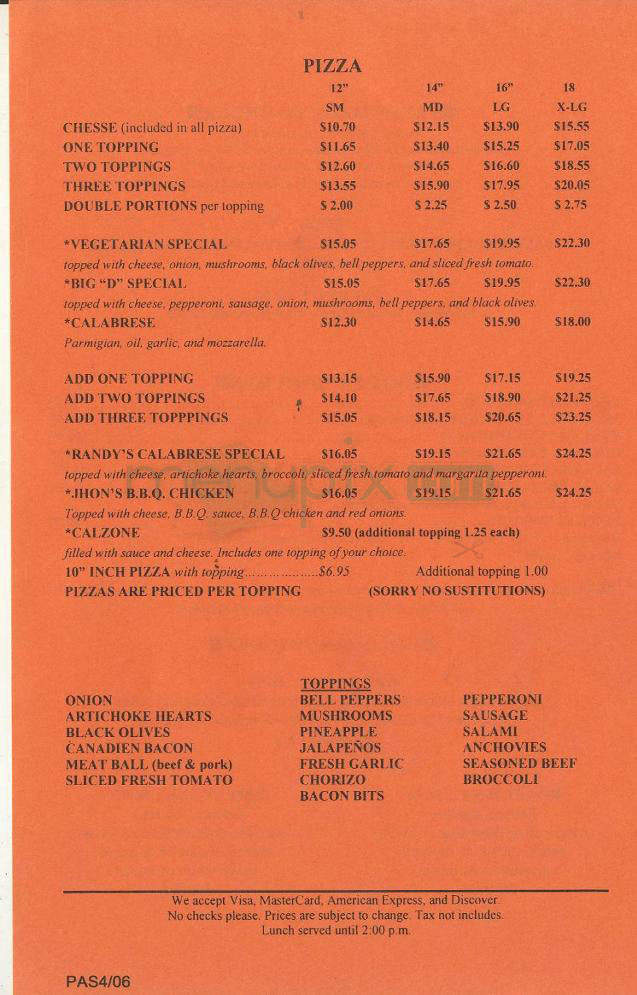 Domenico's Italian Restaurant - Pasadena, CA menu_pic