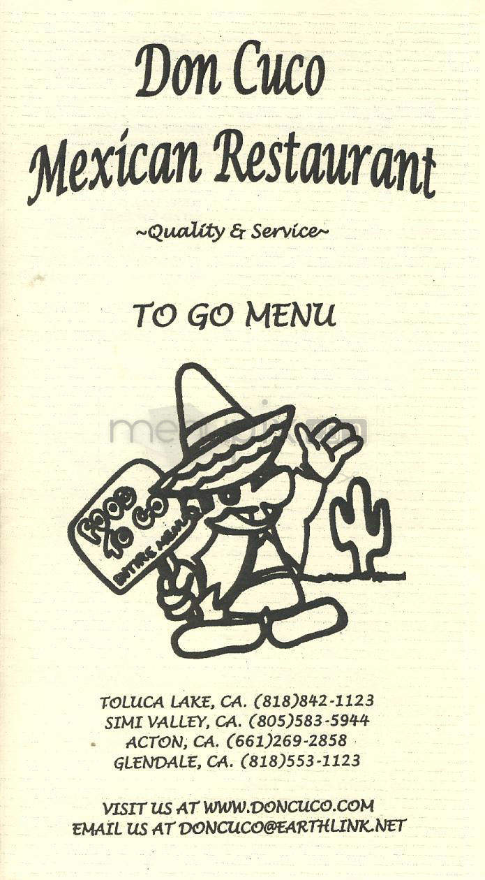 Don Cuco's - Glendale, CA menu_pic