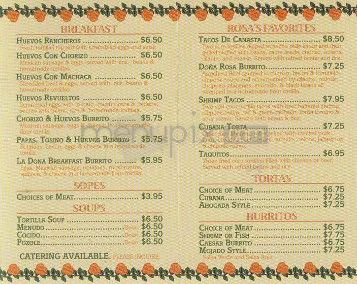 Dona Rosa Bakery & Taqueria - Pasadena, CA menu_pic