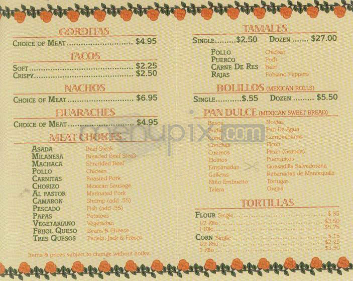 Dona Rosa Bakery & Taqueria - Pasadena, CA menu_pic