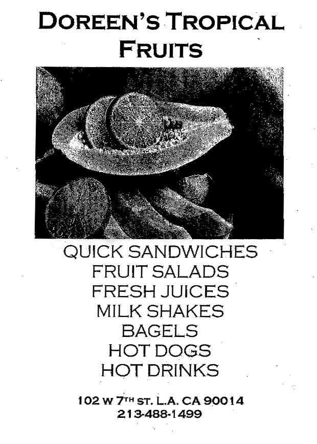 Doreen's Tropical Fruit - Los Angeles, CA menu_pic