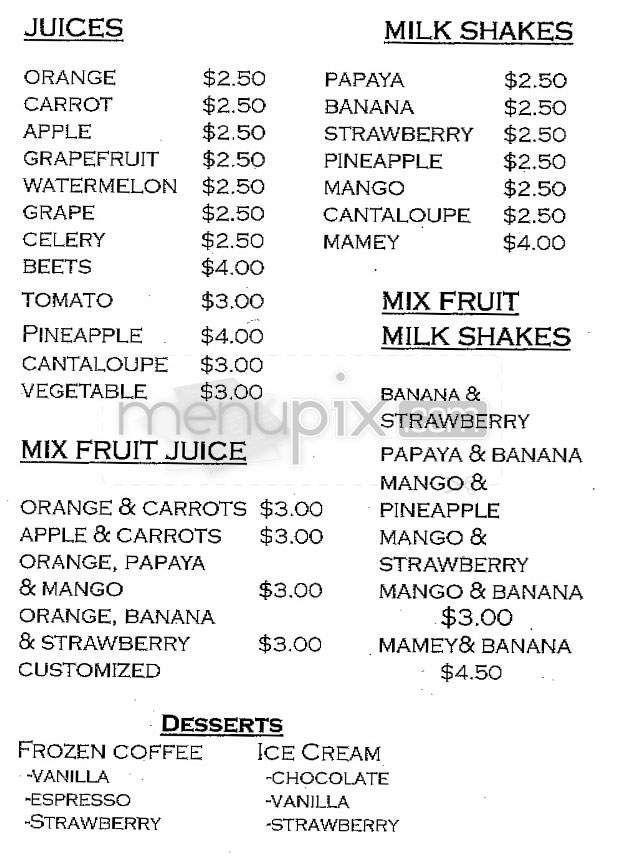 Doreen's Tropical Fruit - Los Angeles, CA menu_pic