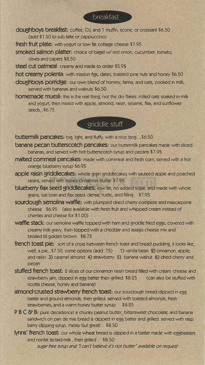 Doughboys - Los Angeles, CA menu_pic