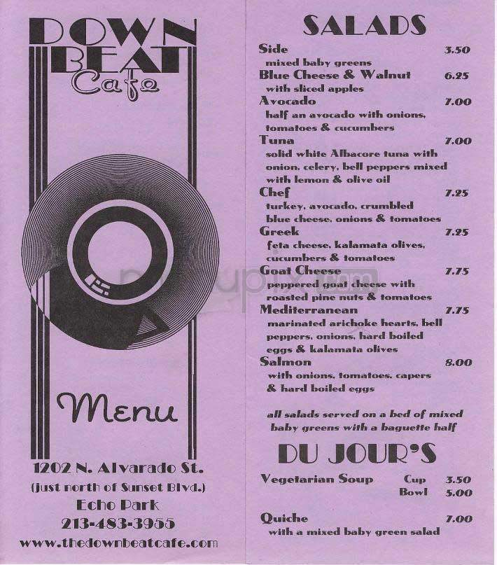 Downbeat Cafe - Los Angeles, CA menu_pic