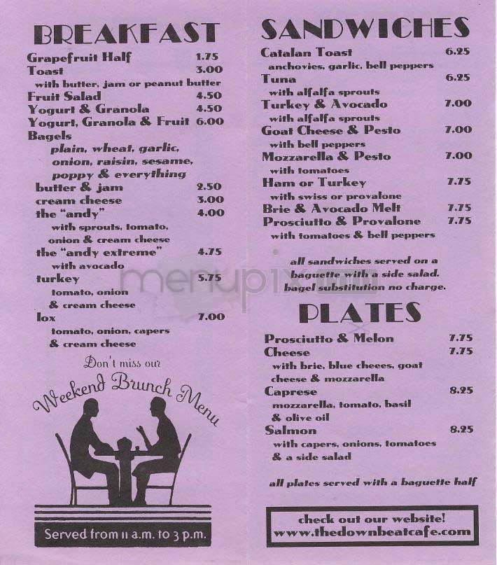 Downbeat Cafe - Los Angeles, CA menu_pic
