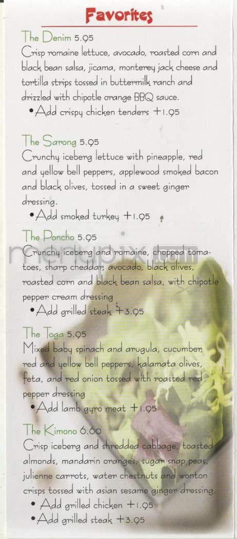 The Dressing Room - Sherman Oaks, CA menu_pic