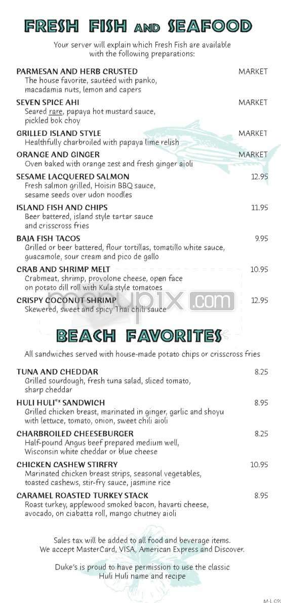 Duke's Malibu - Malibu, CA menu_pic