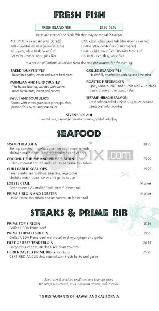 Duke's Malibu - Malibu, CA menu_pic