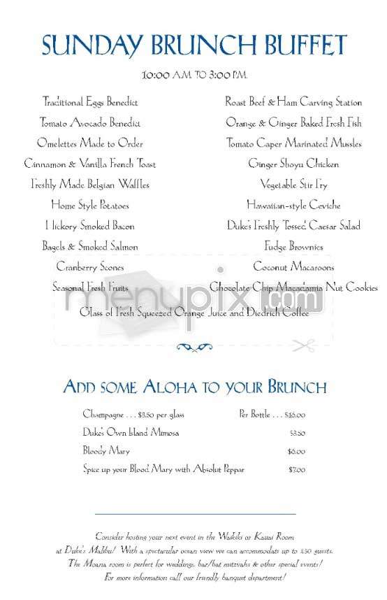Duke's Malibu - Malibu, CA menu_pic