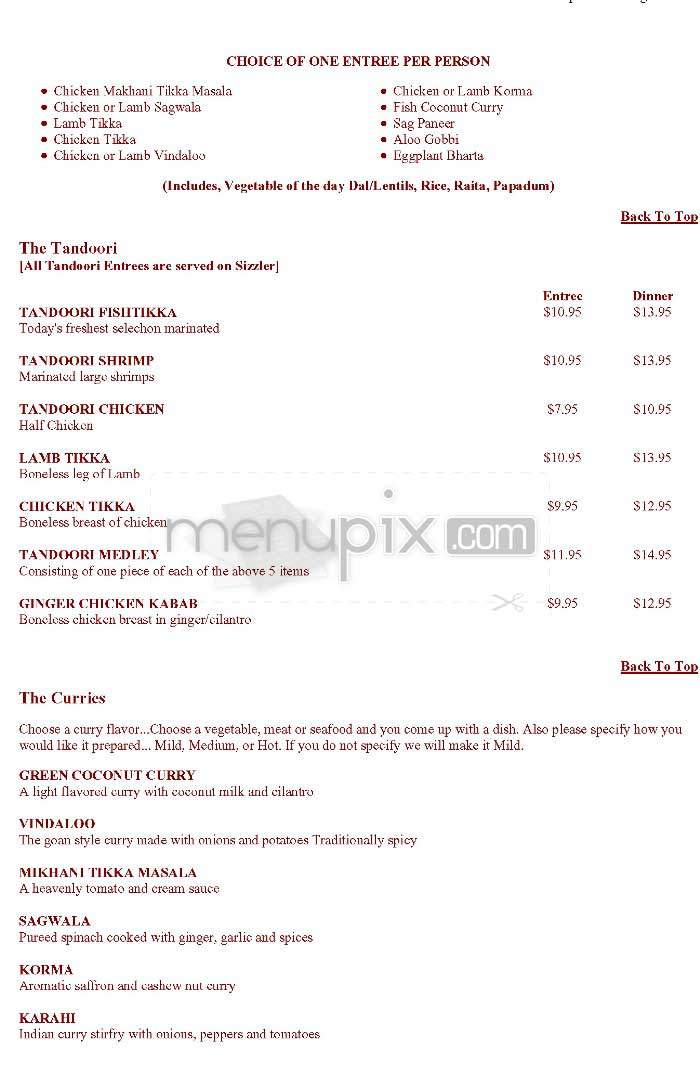 East India Grill - Los Angeles, CA menu_pic