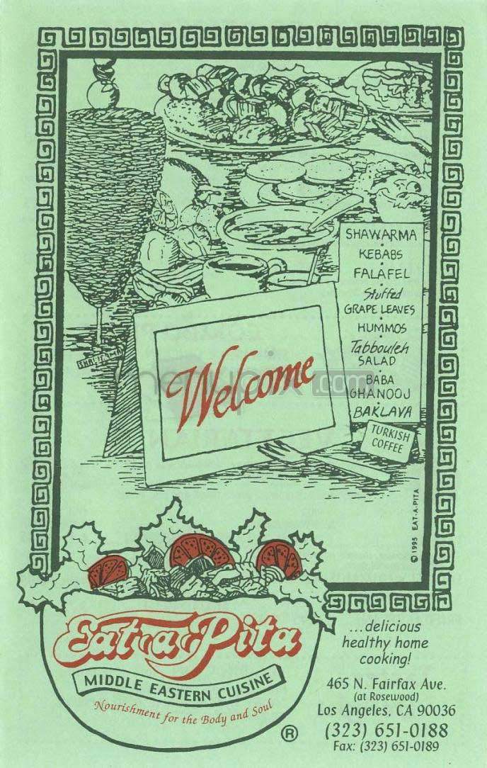 Eat A Pita - Los Angeles, CA menu_pic
