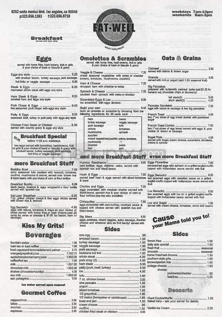 Eat Well - West Hollywood, CA menu_pic