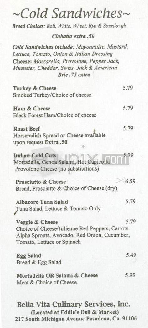 Eddie's Market - Pasadena, CA menu_pic