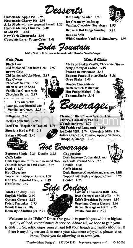 Edie's Diner - Marina Del Rey, CA menu_pic