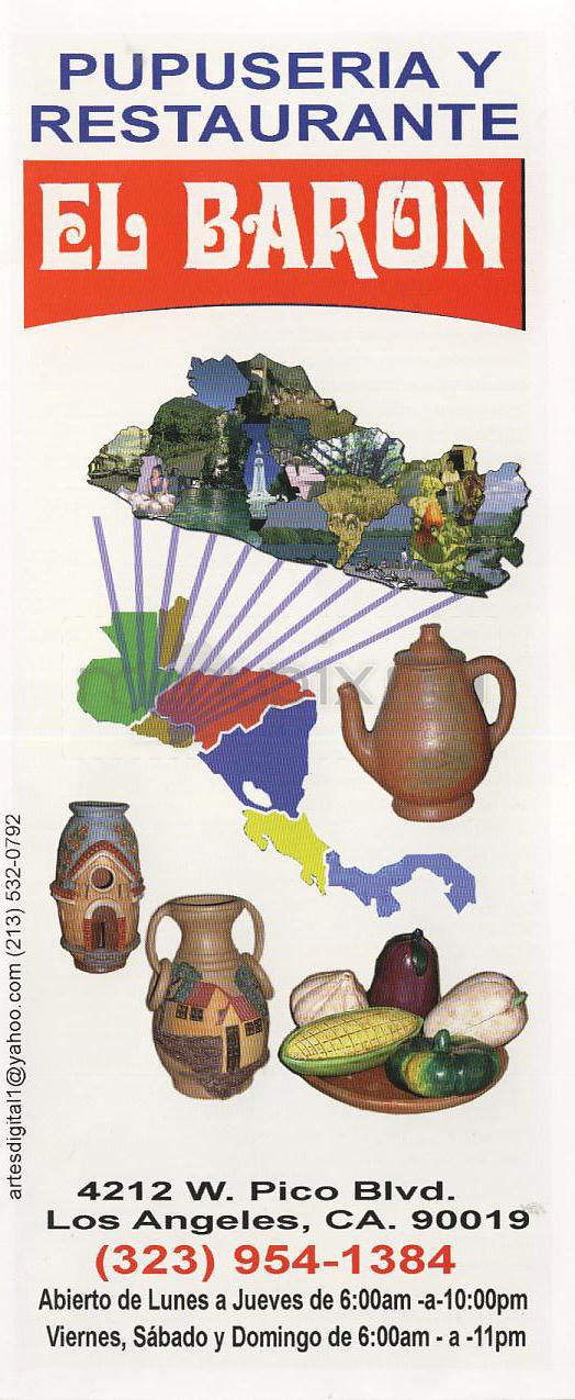 El Baron De Centro America - Los Angeles, CA menu_pic