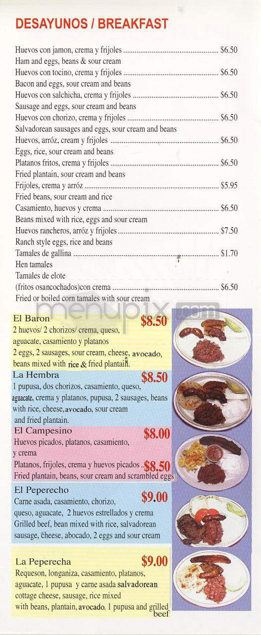 El Baron De Centro America - Los Angeles, CA menu_pic