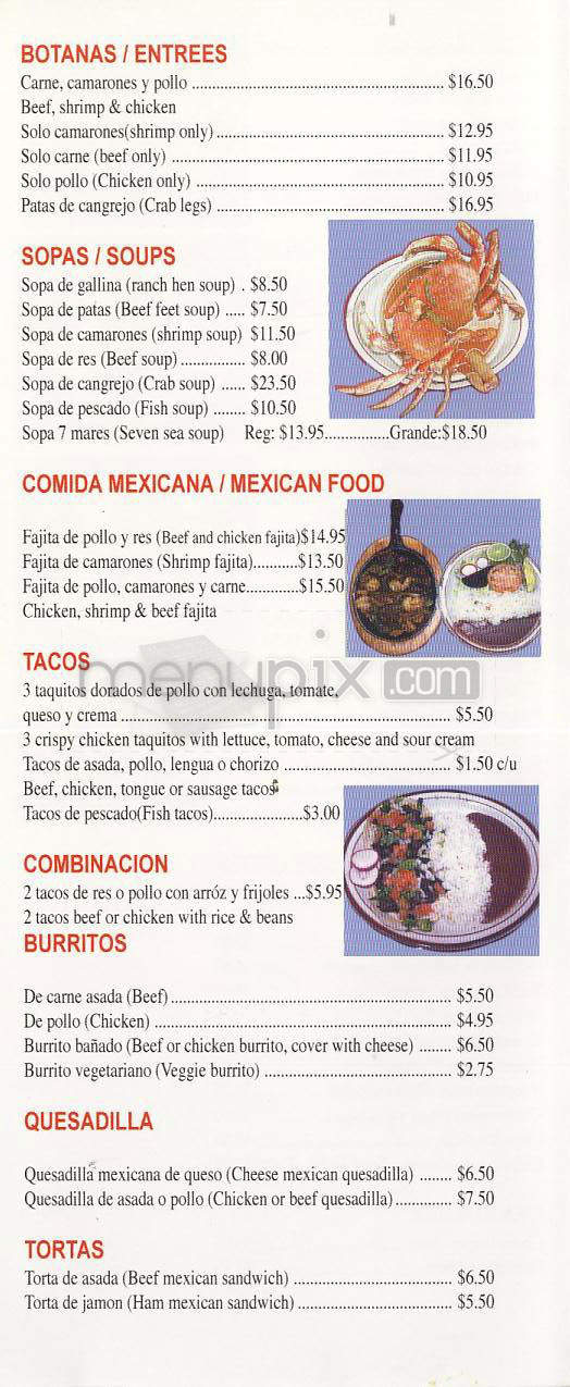 El Baron De Centro America - Los Angeles, CA menu_pic