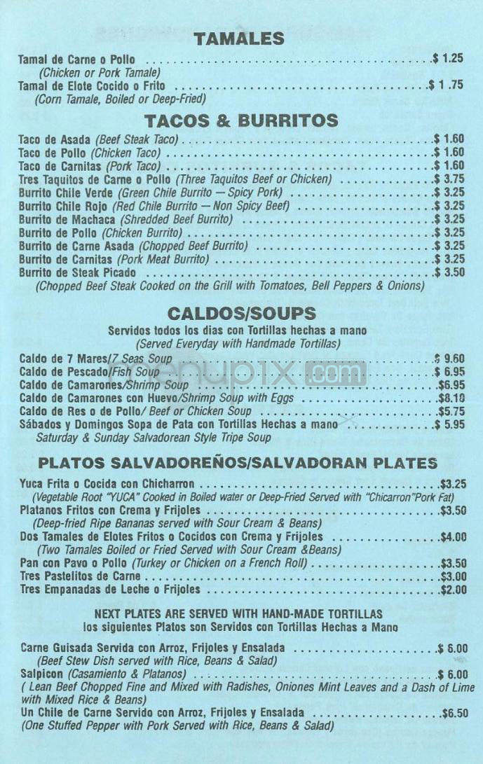 El Buen Gusto - Los Angeles, CA menu_pic