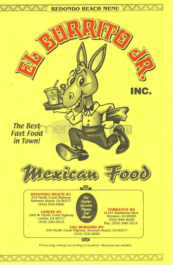 El Burrito Jr. - Redondo Beach, CA menu_pic