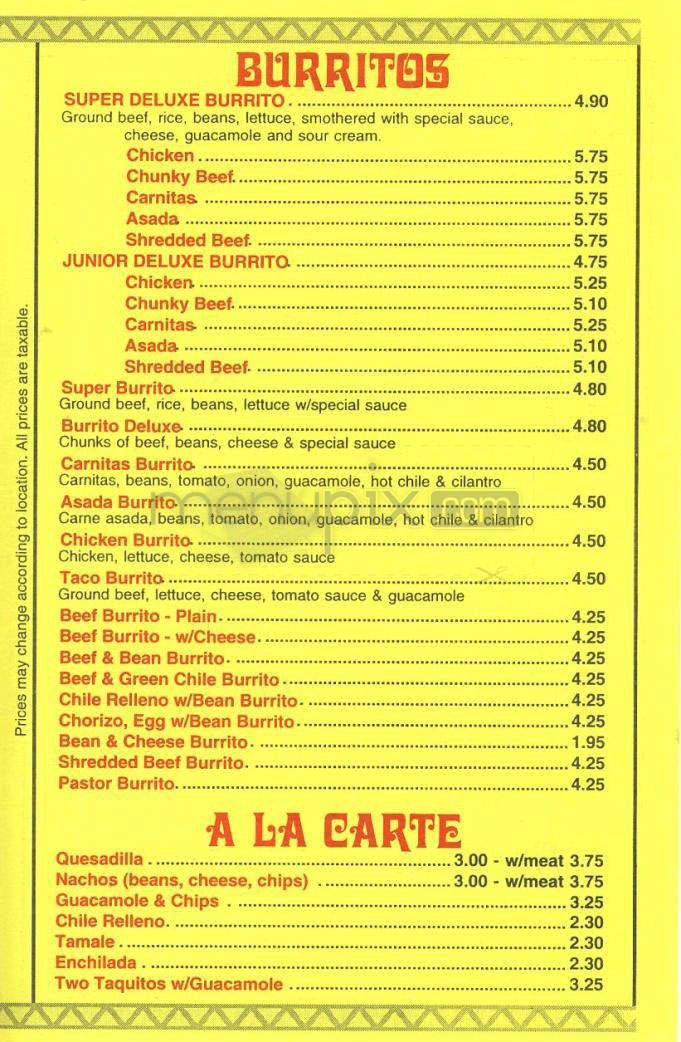 El Burrito Jr. - Redondo Beach, CA menu_pic