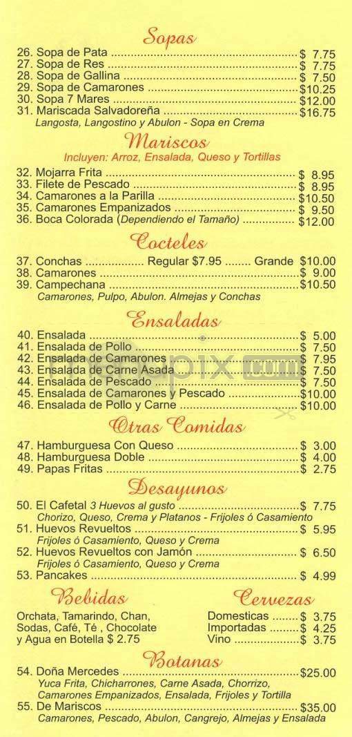 El Cafetal - Los Angeles, CA menu_pic