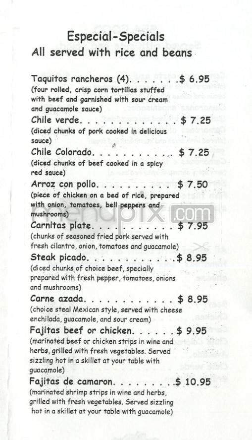 El Carpintero - Burbank, CA menu_pic