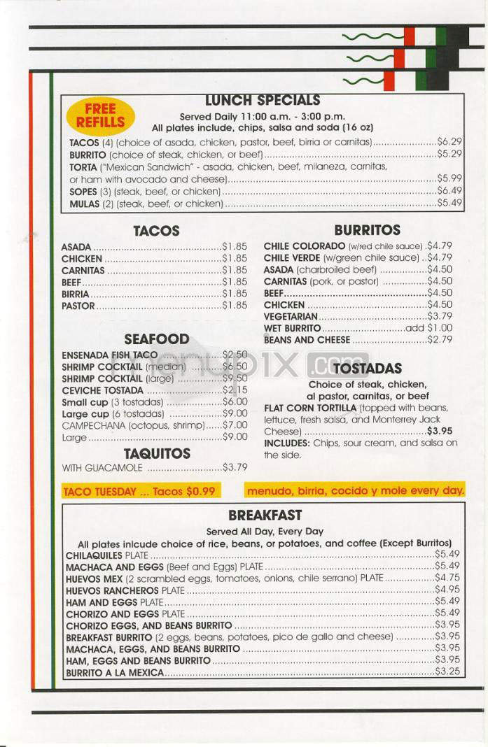 El Chili Taqueria - West Hollywood, CA menu_pic