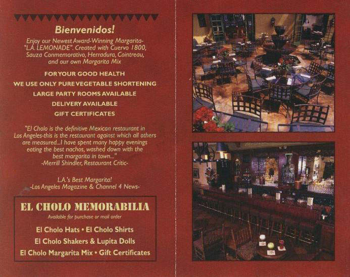 El Cholo Cafe - Pasadena, CA menu_pic